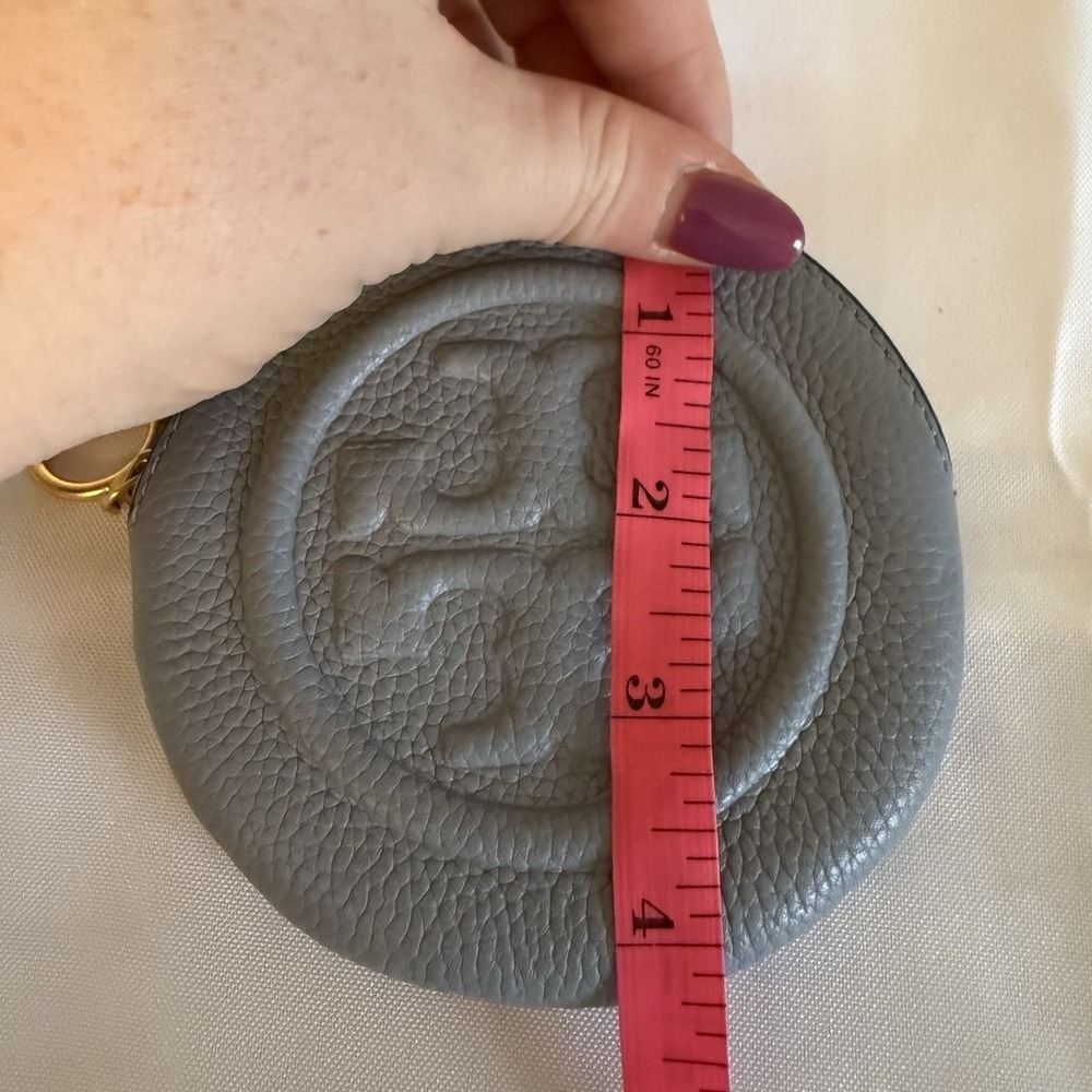 Tory Burch Coin Pouch Bag Charm Circular Wallet With Clip Periwinkle Purple EUC - Picture 11 of 11